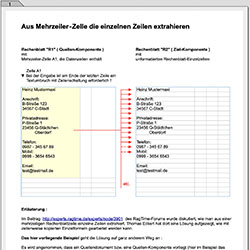 Aus Mehrzeiler-Zelle die einzelnen Zeilen extrahieren