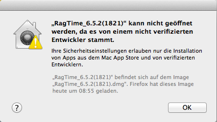 Ich kann RagTime 6.5 unter Mac OS 10.8 (Mountain Lion) nicht installieren